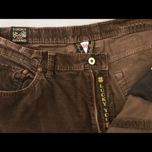 Lucky brand chocolate brown 5 pocket cords.